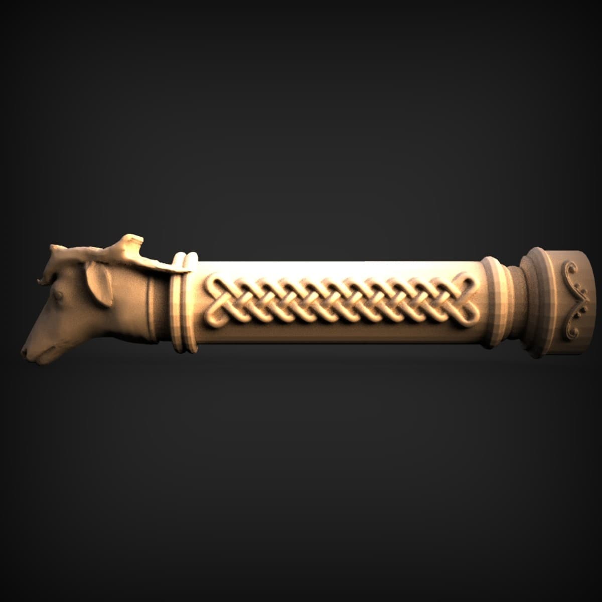 Bull-Head Celtic Braid Baton