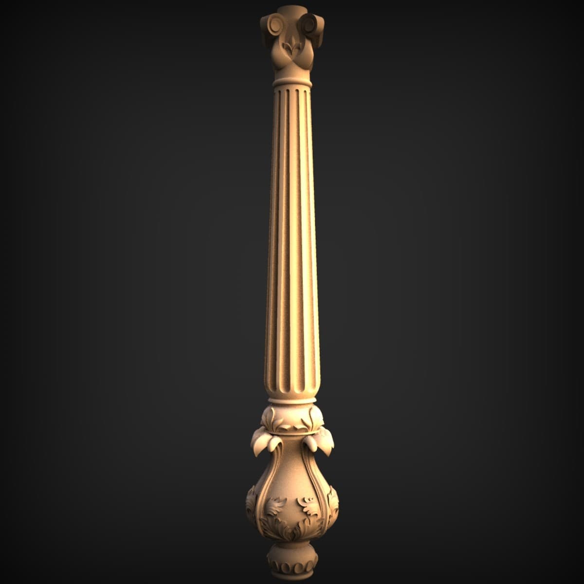 Fluted Column Newel With Acanthus Base