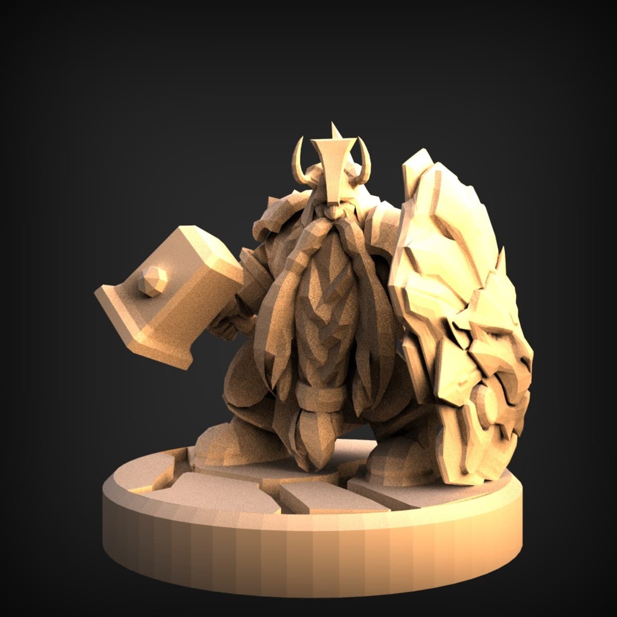 Kneeling Dwarf Warrior With Warhammer