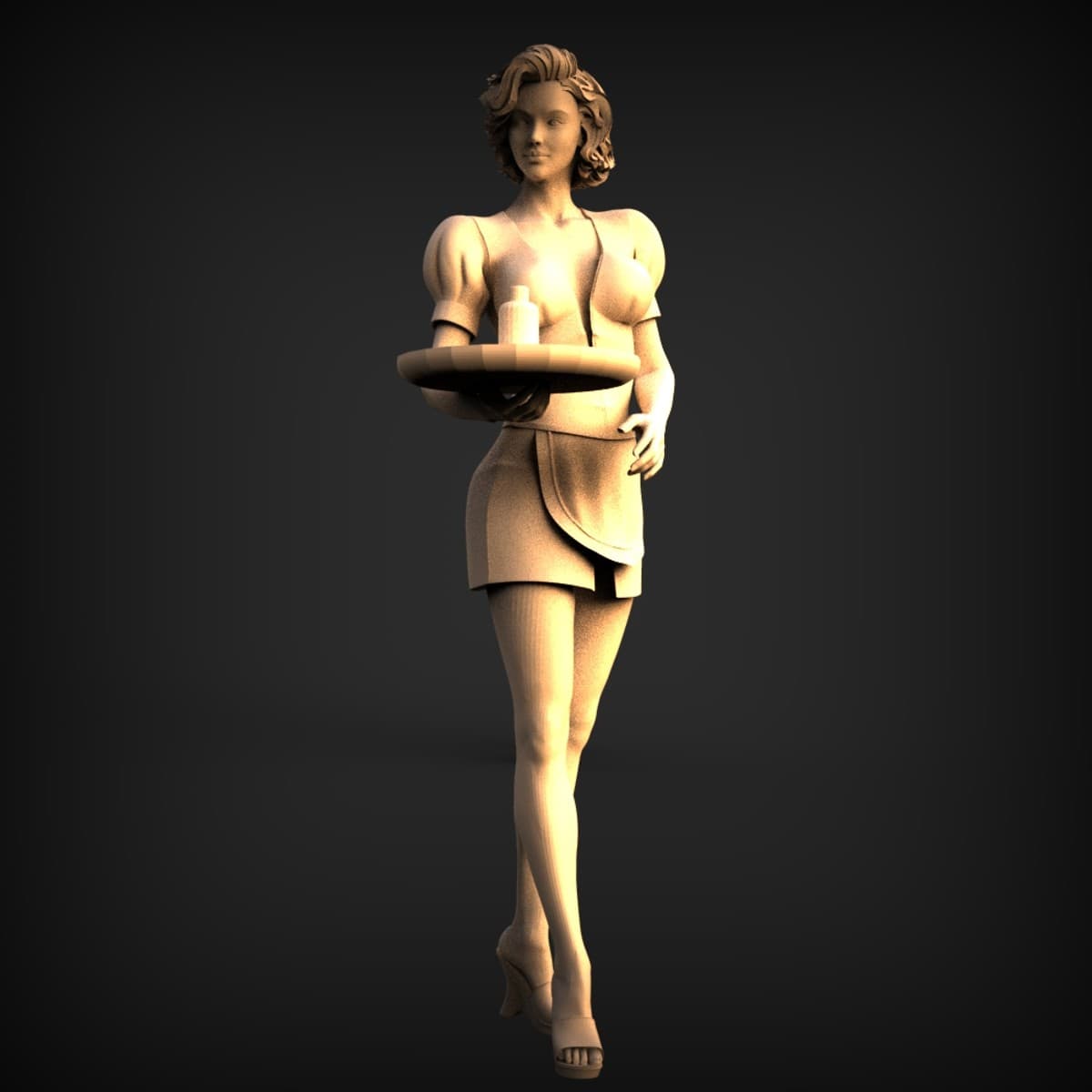 Waitress With Serving Tray Figure