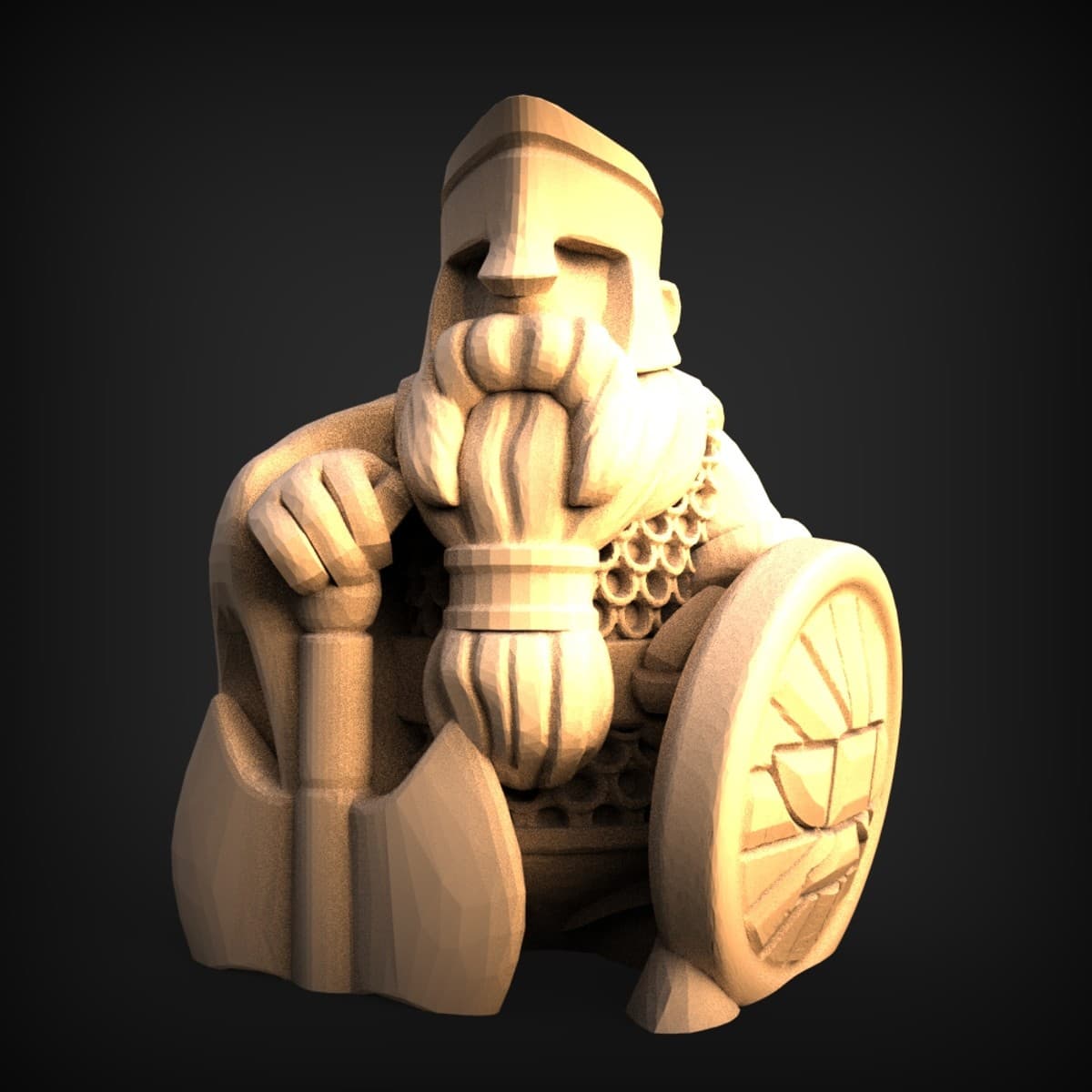 Axe-Bearing Dwarf Warrior Bust