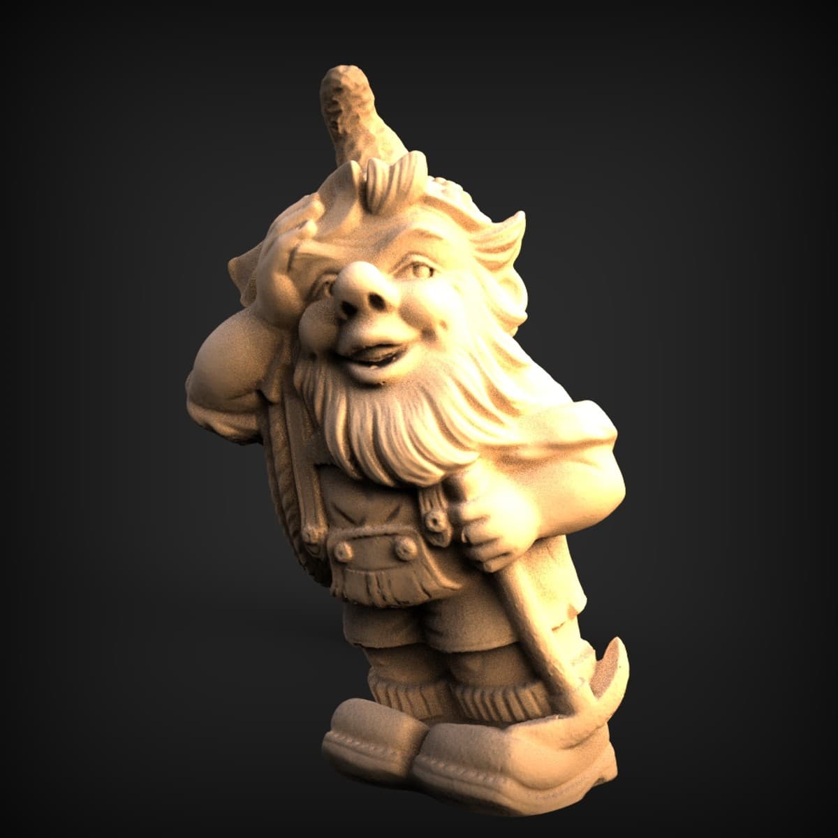 Cheerful Bearded Gnome With Staff