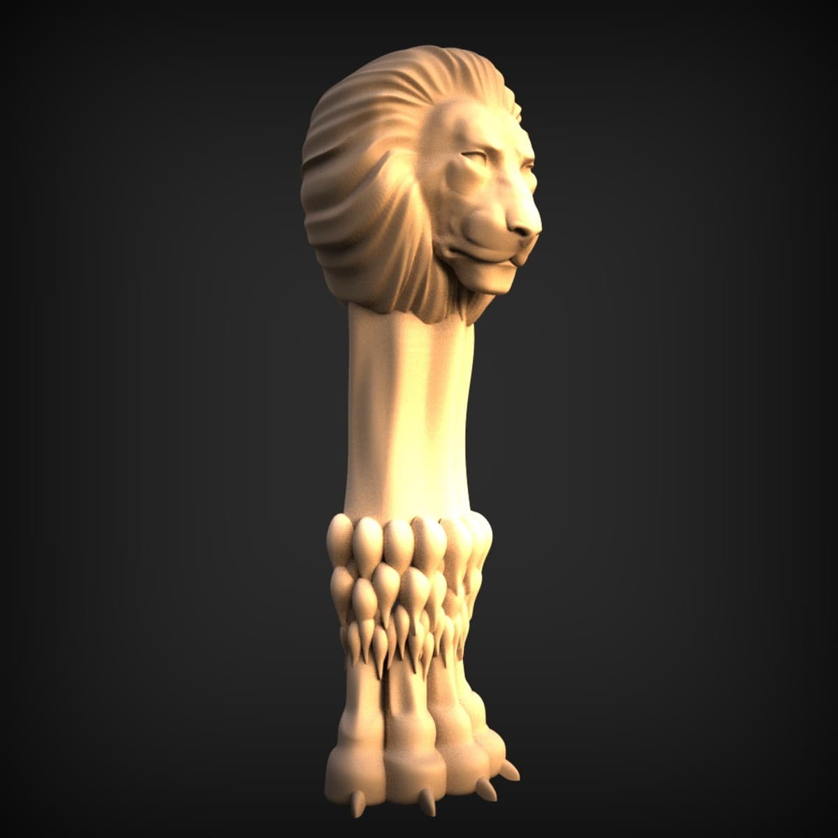 Lion-Head Carved Furniture Leg