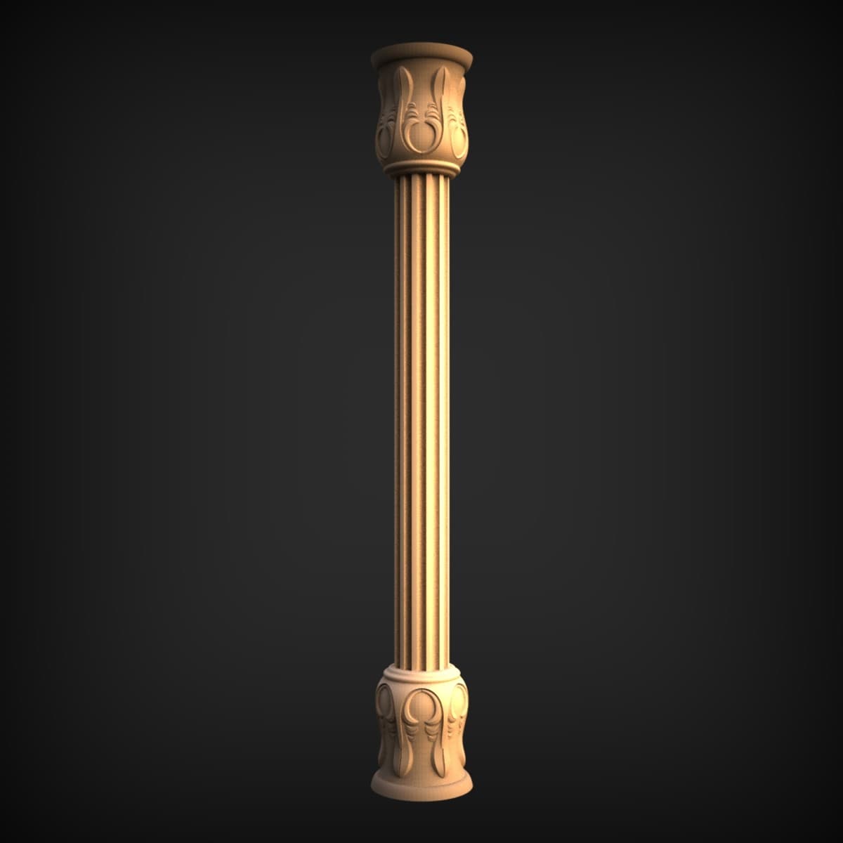 Fluted Column With Carved Caps
