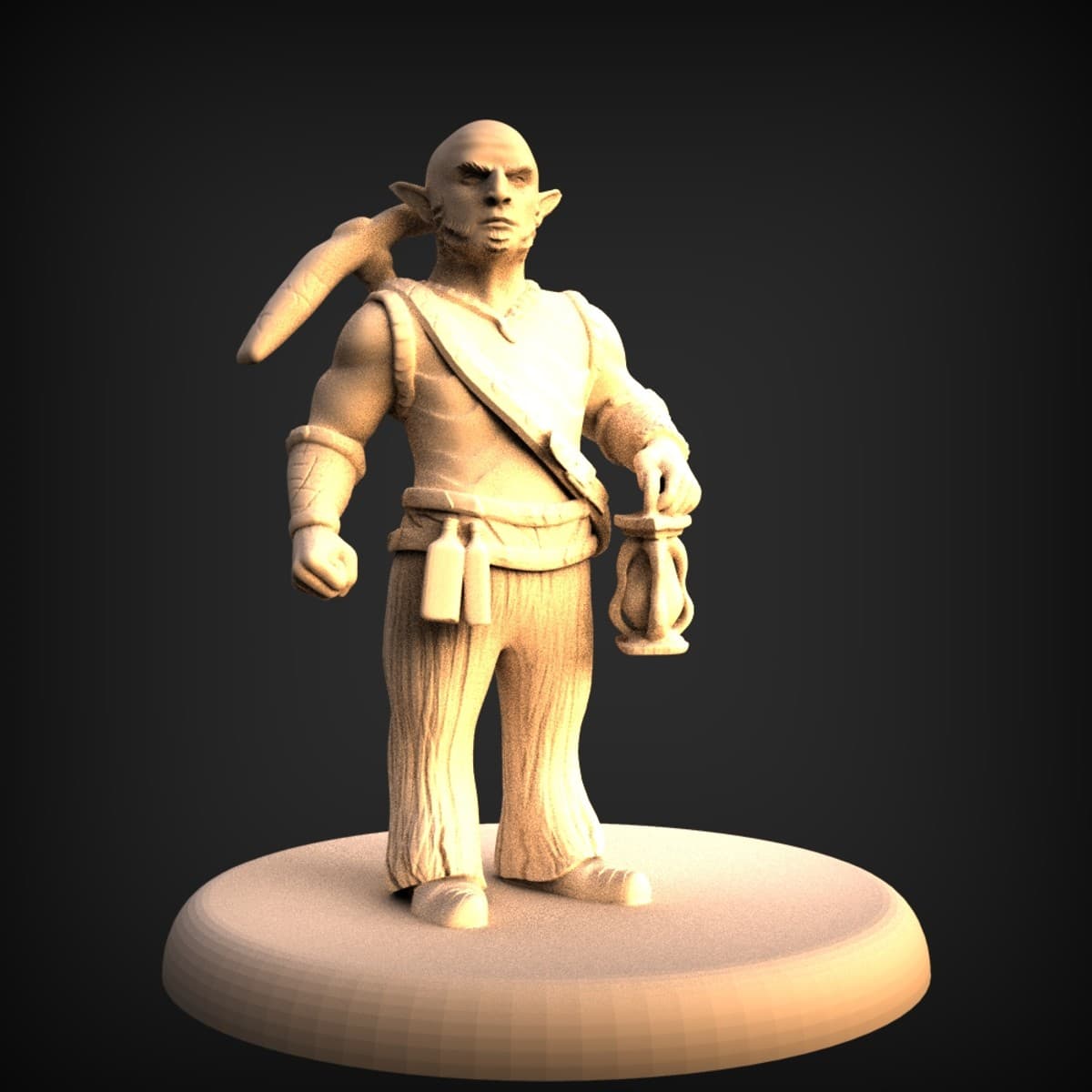 Lantern-Bearing Elven Rogue Miniature