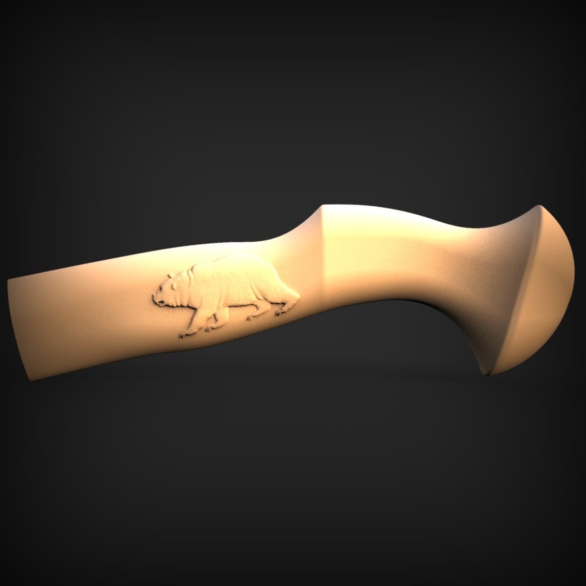 Bear Bas-Relief Knife Handle Blank