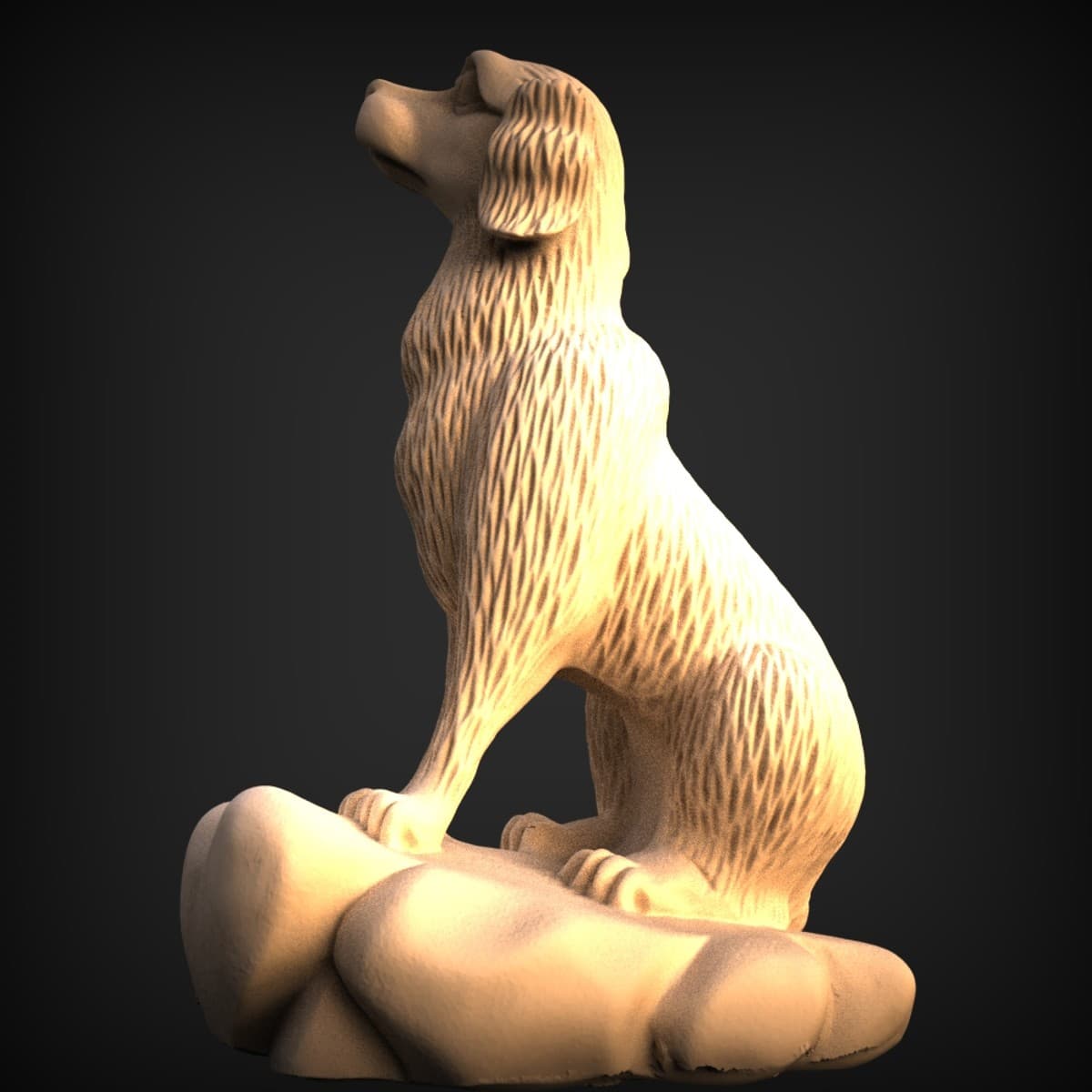 Seated Hound Rock Sculpture