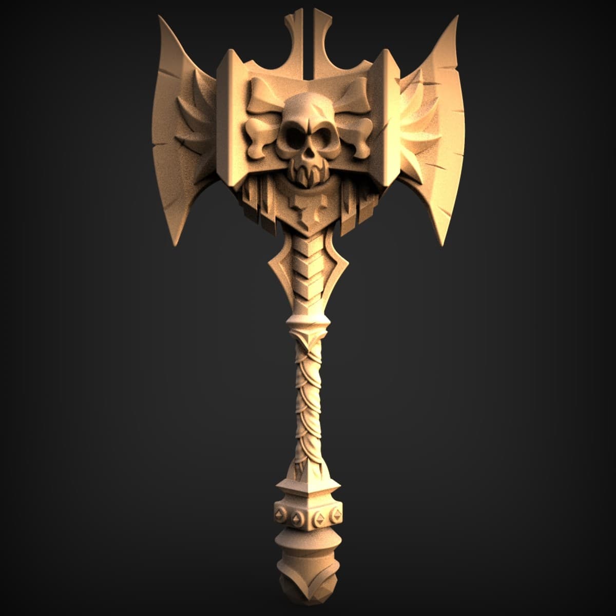 Skull-and-Wings Battle Axe