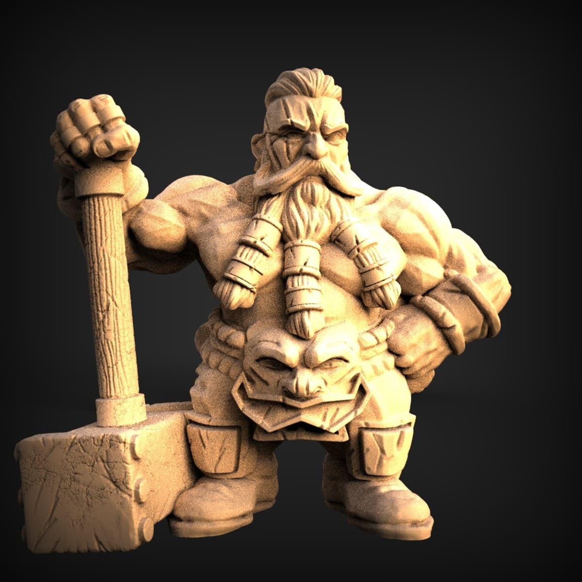 Bearded Dwarf Warrior With Warhammer