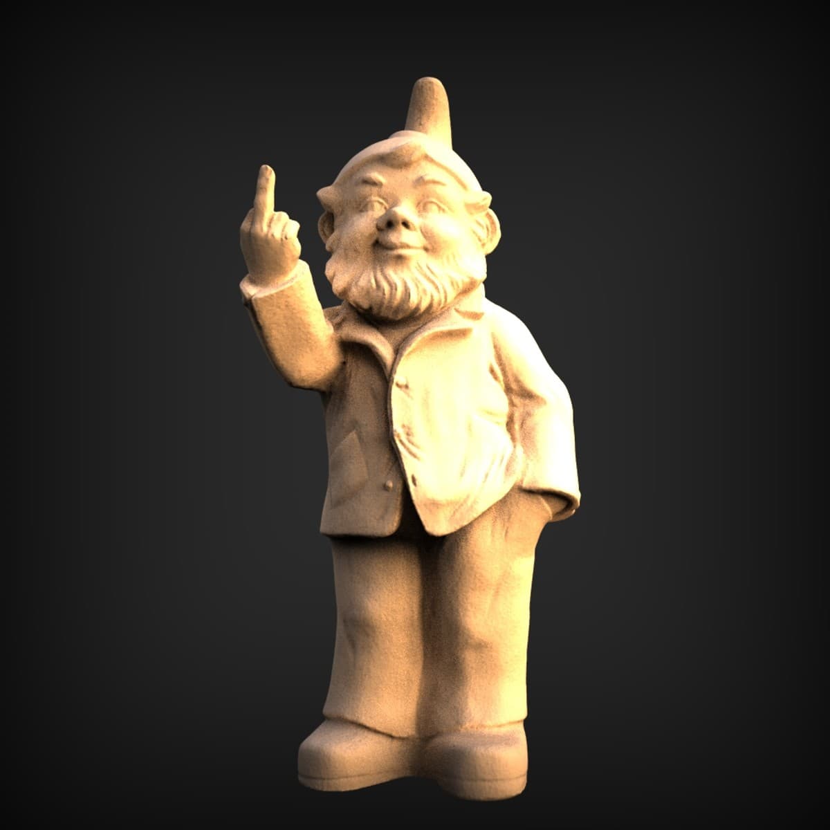 Rude Middle-Finger Garden Gnome