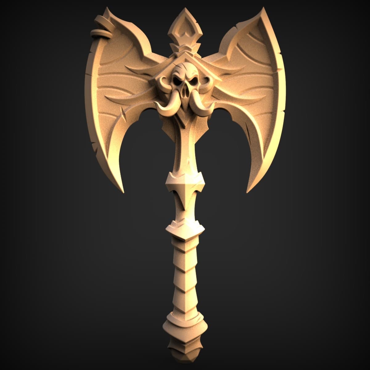 Winged Skull War-Axe Plaque