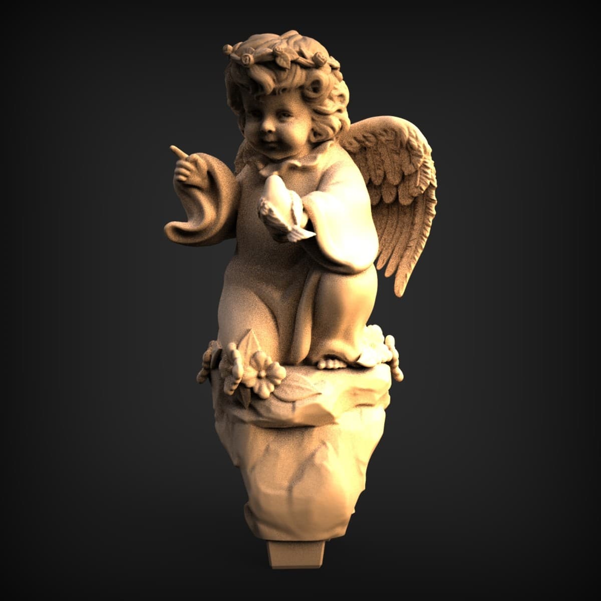 Kneeling Winged Cherub Statue