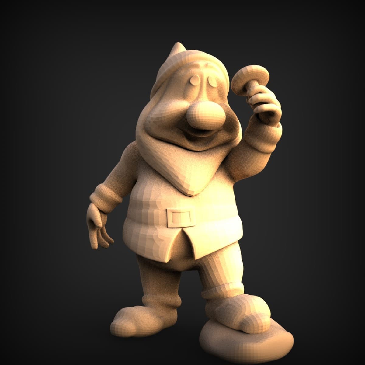 Jolly Gnome Holding A Mushroom