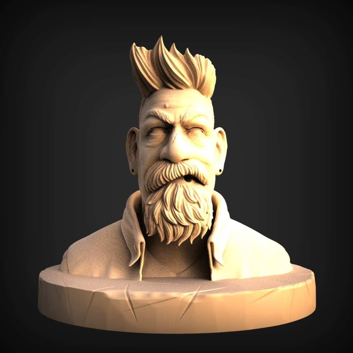 Windswept Bearded Character Display Bust