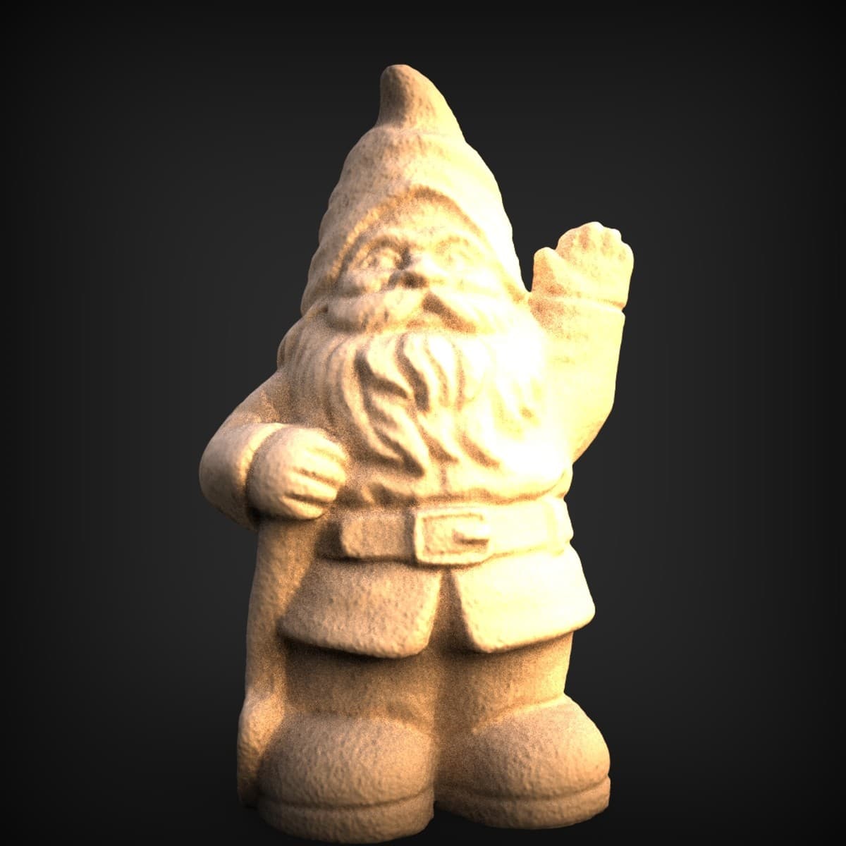 Waving Bearded Garden Gnome