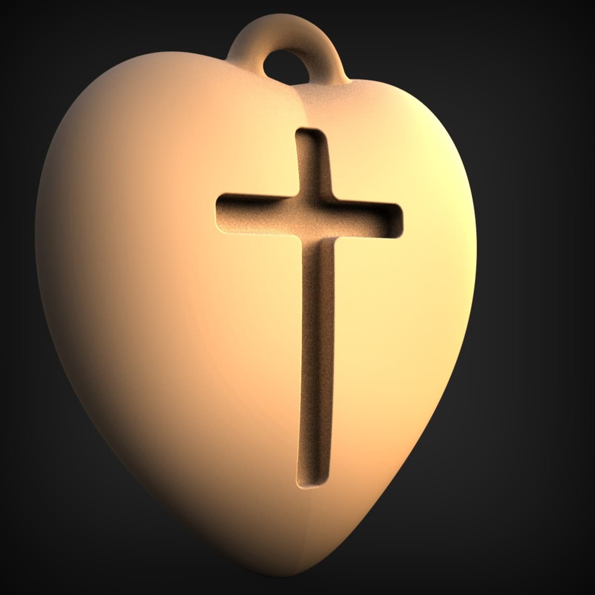 Cross-Engraved Heart Keepsake Pendant