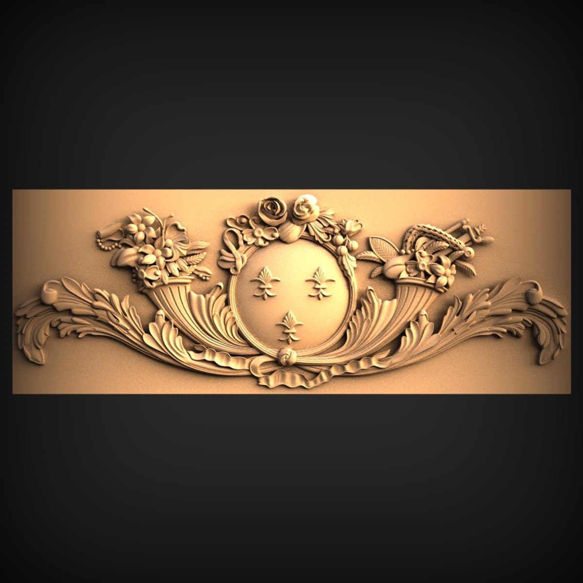 Fleur-de-Lis Floral Crest Onlay