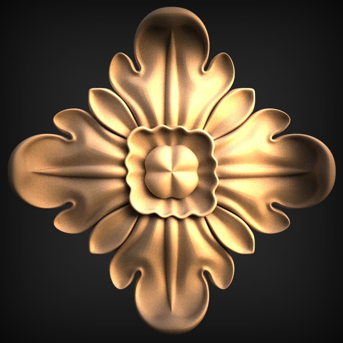 Cruciform Acanthus Flower Appliqué