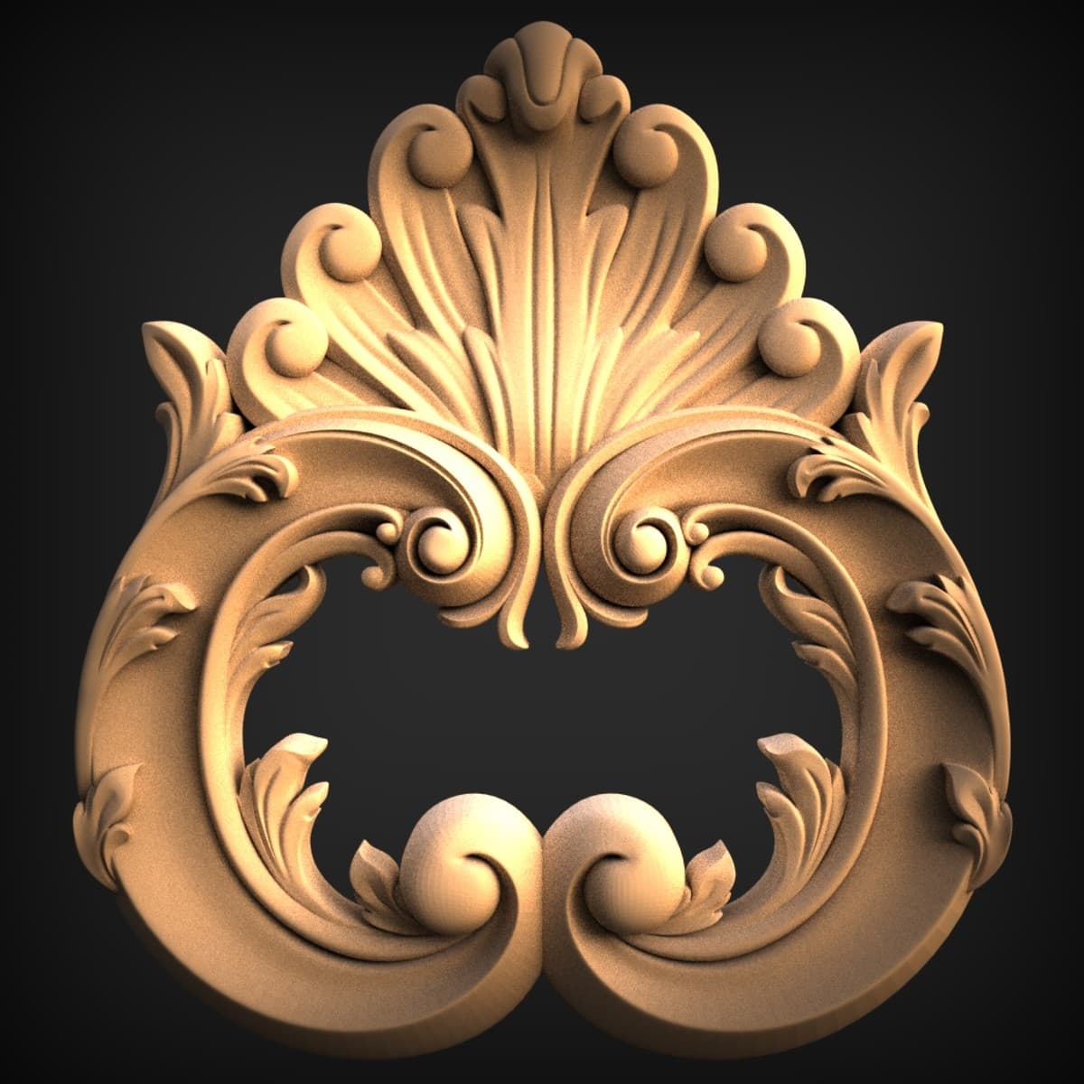 Baroque Palmette Cartouche Crest