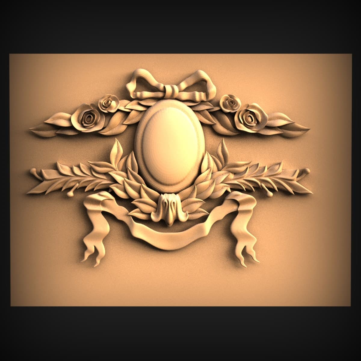 Rose Garland Oval Cartouche Plaque