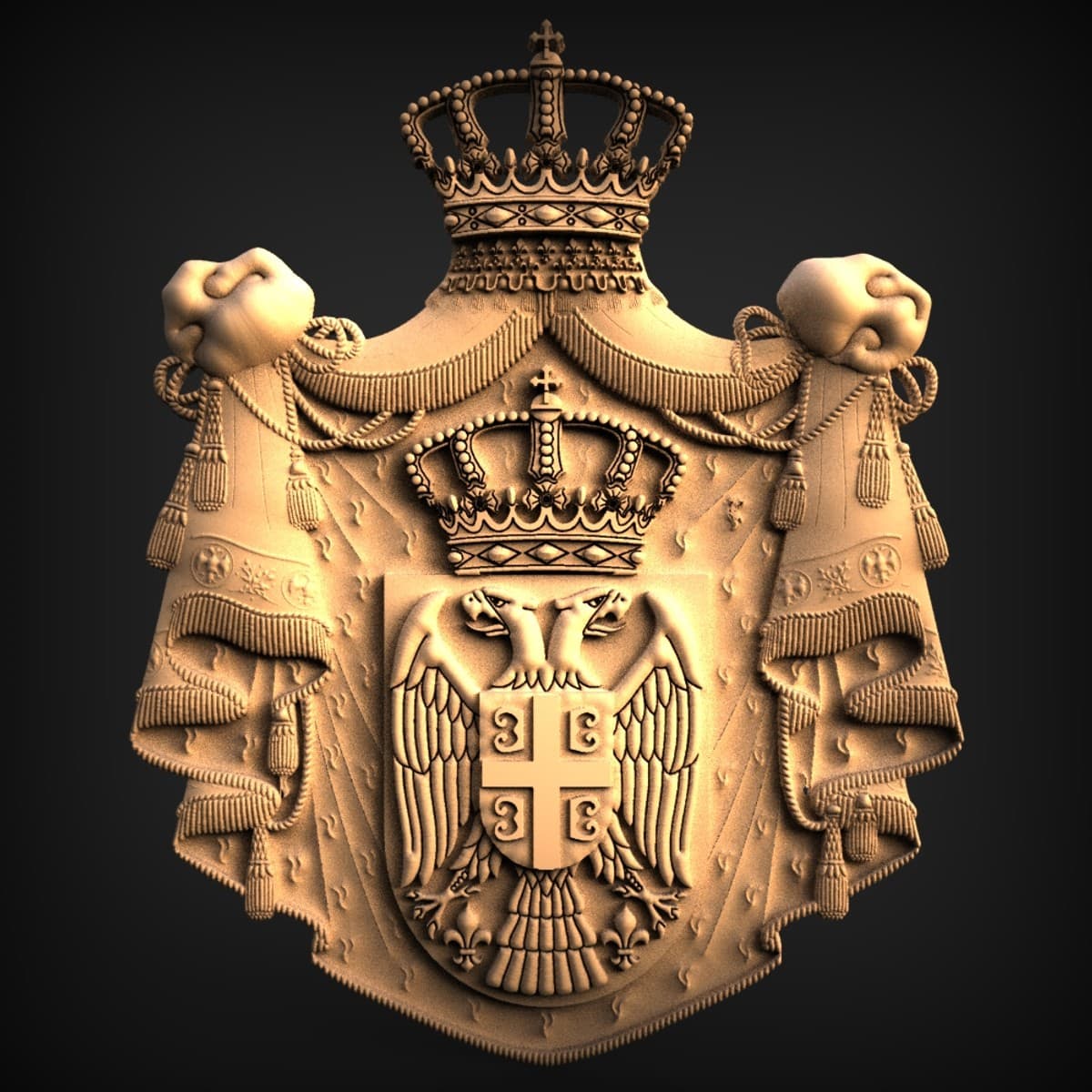 Serbian Royal Coat-Of-Arms Plaque