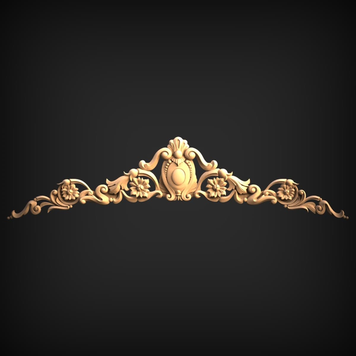 Scrolled Medallion Overdoor Crest
