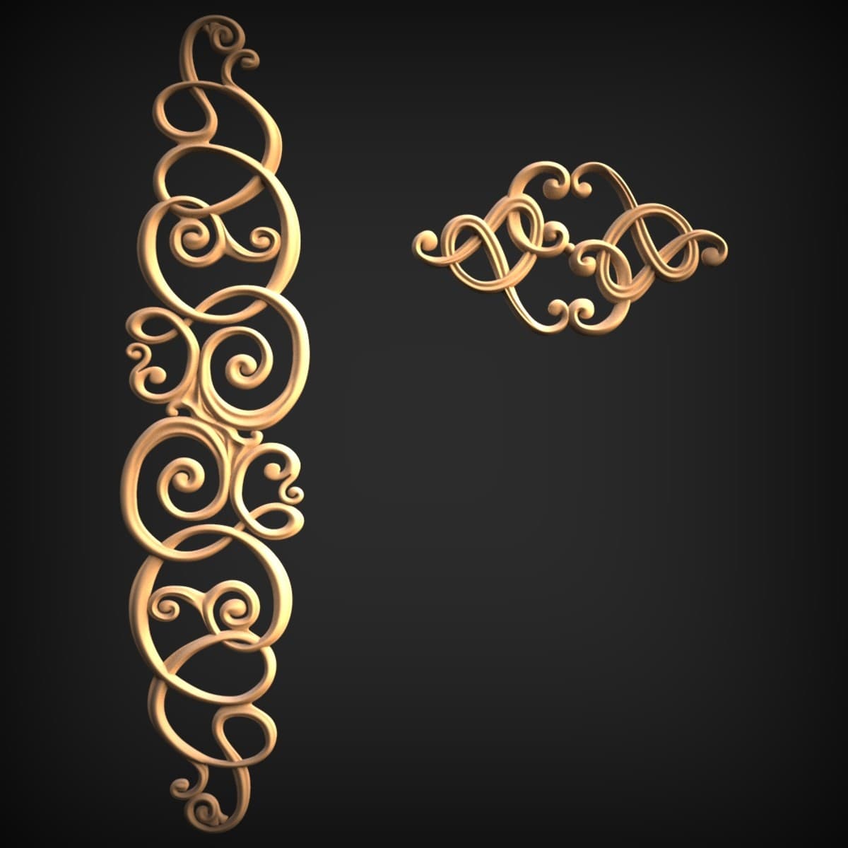 Paired Filigree Scroll Onlays