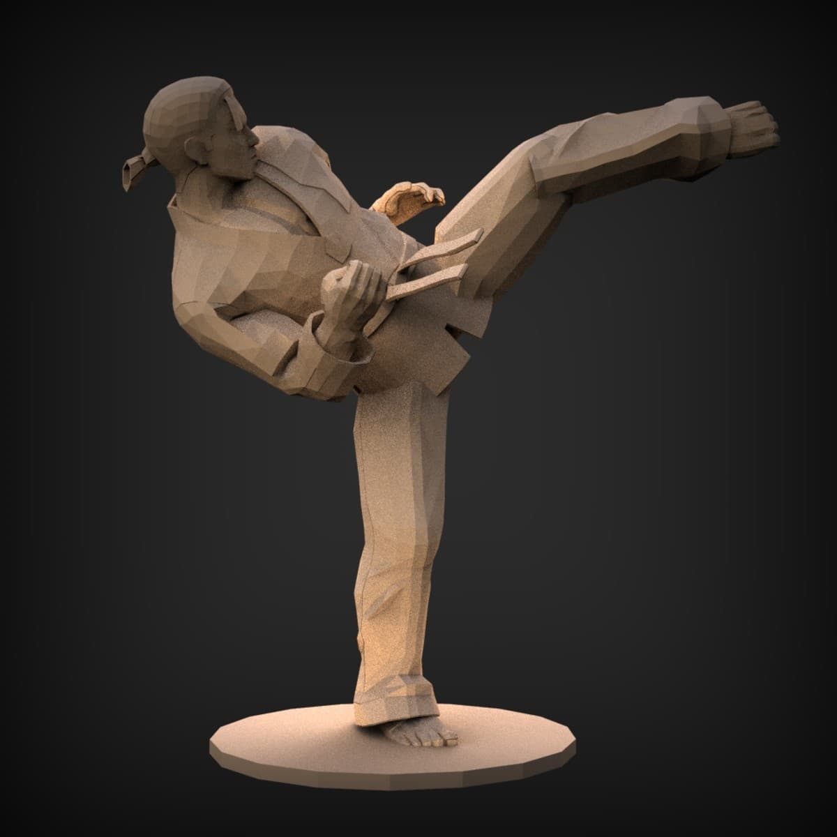 Low-Poly Side-Kick Martial Artist