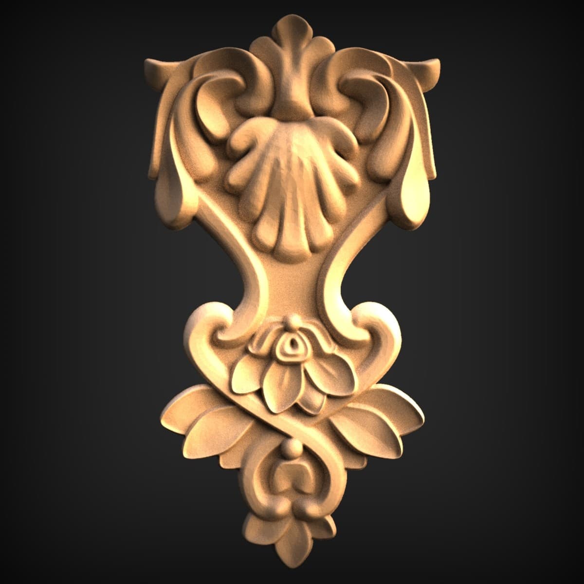Carved Shell And Rose Drop Onlay