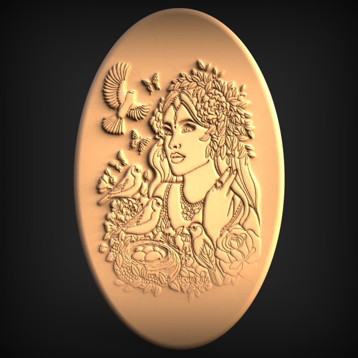 Flower-Crowned Maiden Oval Plaque