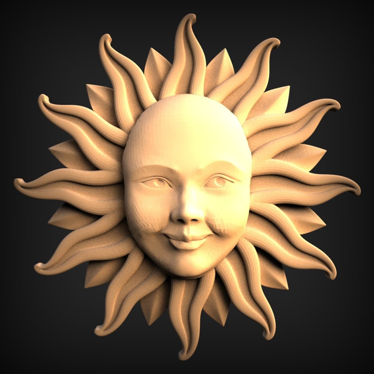 Smiling Sun Face Wall Relief