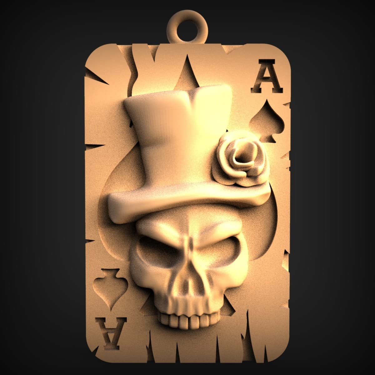 Top-Hat Skull Ace-Of-Spades Pendant