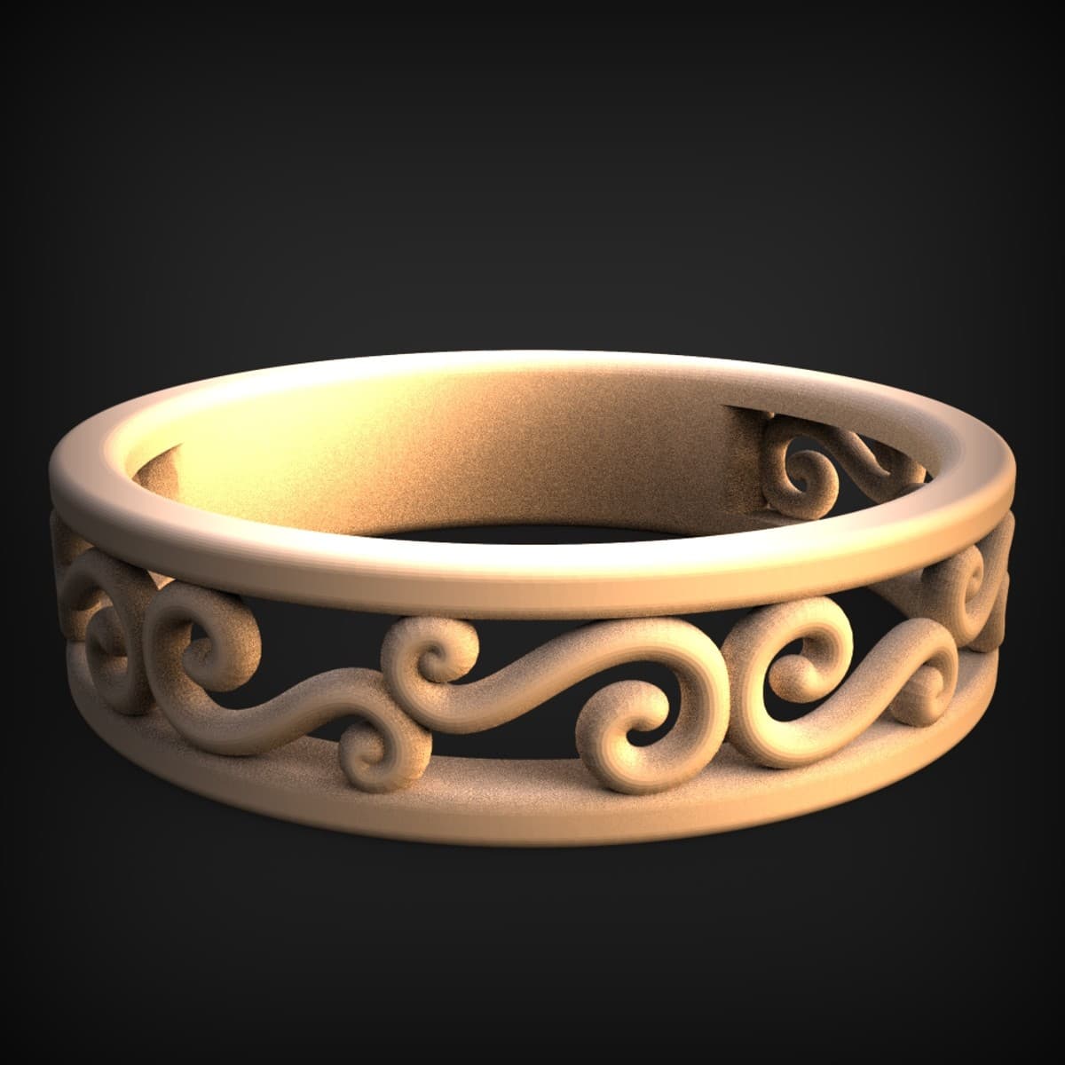 Scrolling Wave Openwork Band