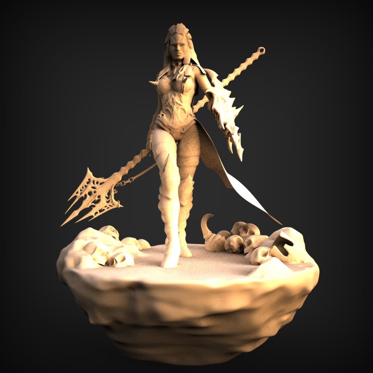 Battle-Worn Sorceress Warrior Figure
