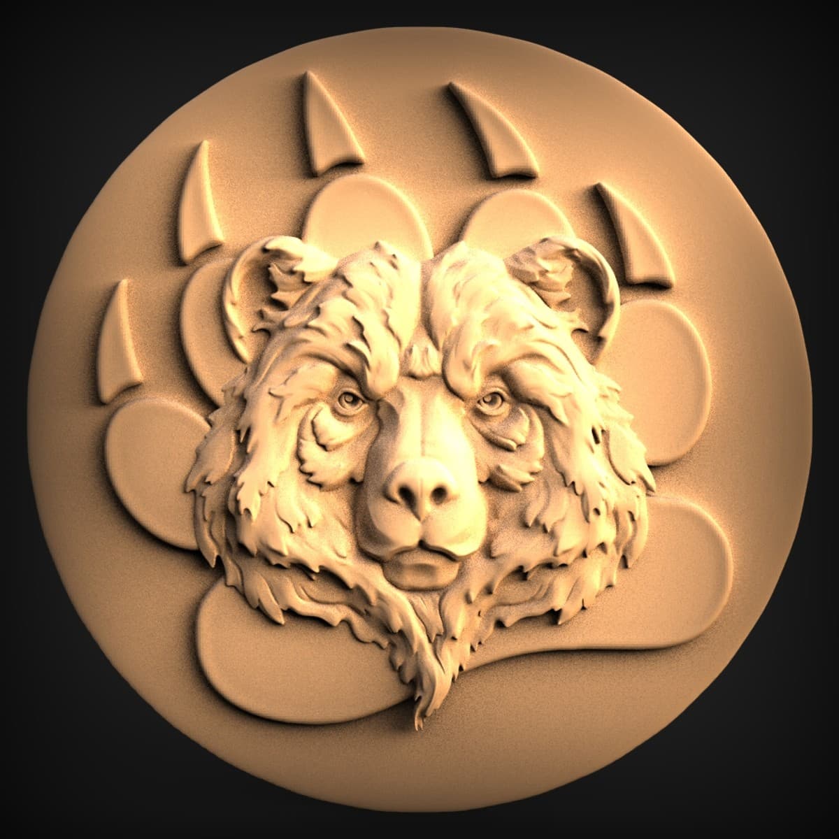 Grizzly Bear Paw Medallion