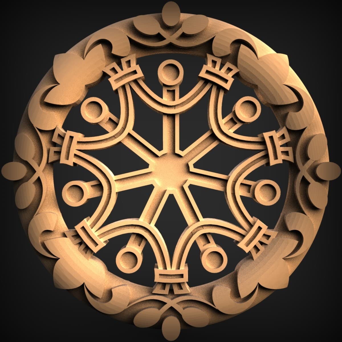 Six-Arm Star Scroll Medallion
