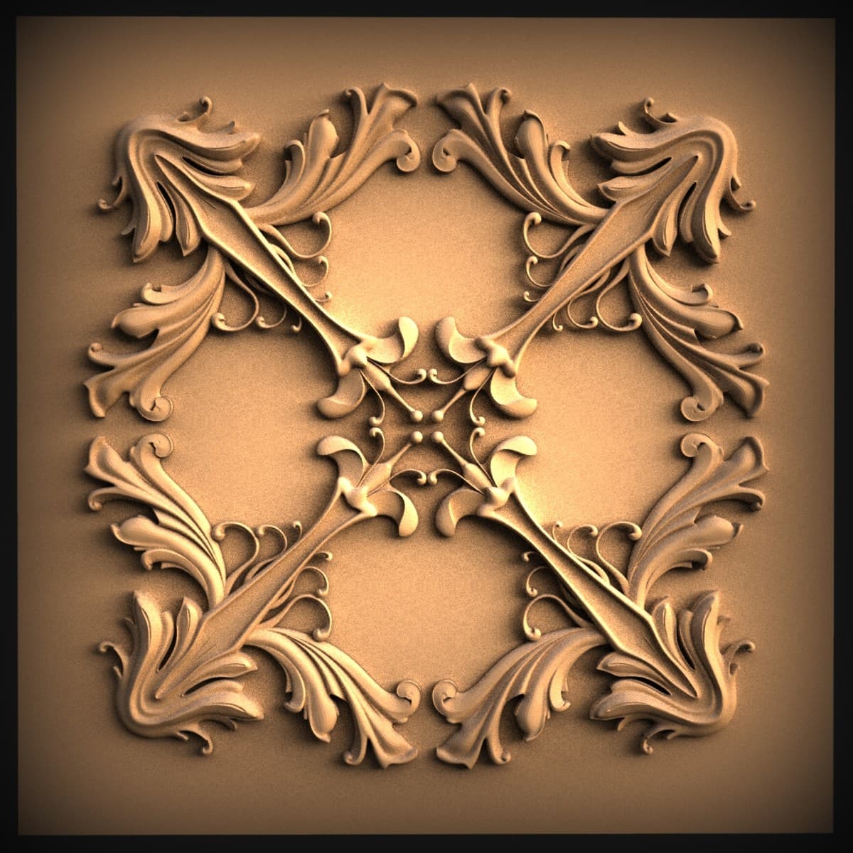 Four-Way Acanthus Scroll Panel