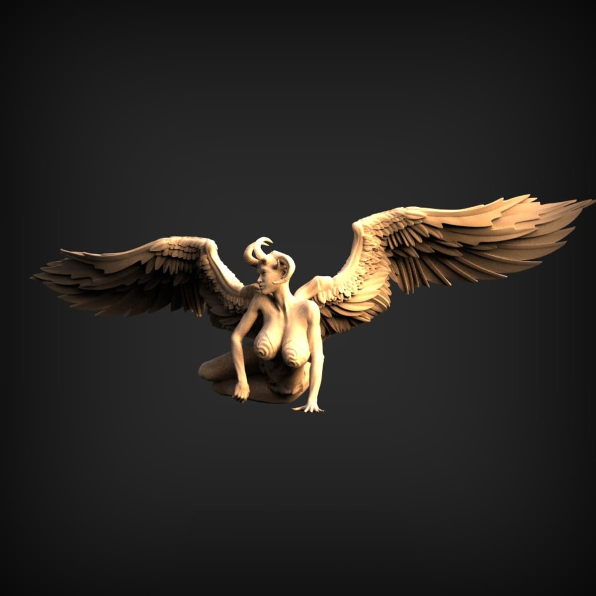 Winged Succubus Feathered Wall Relief