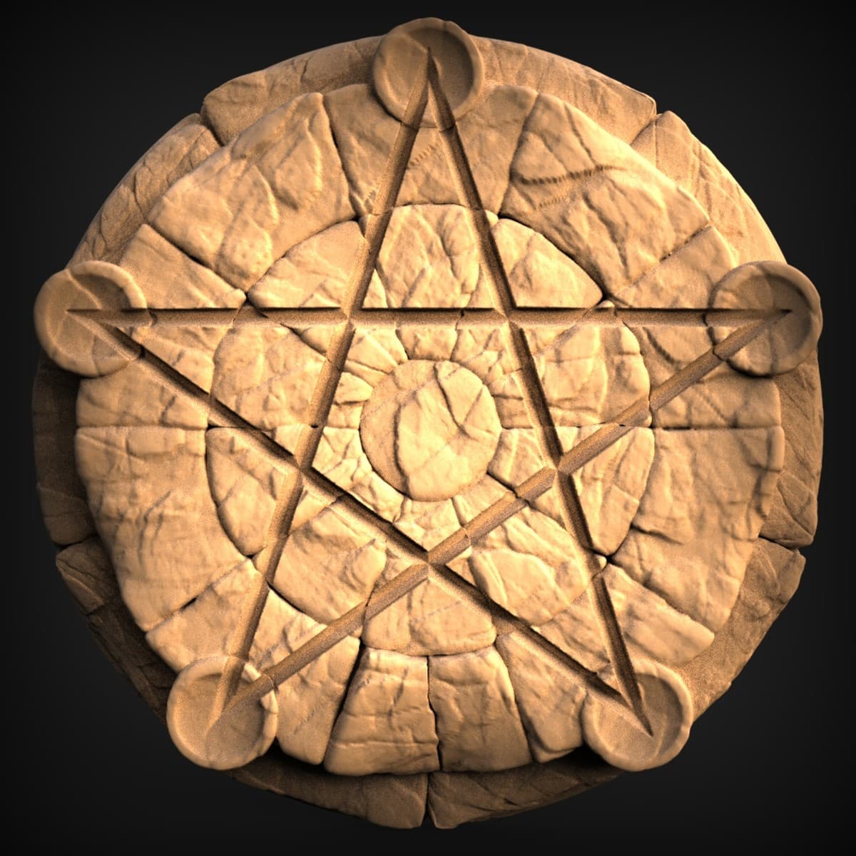 Weathered Stone Pentacle Medallion