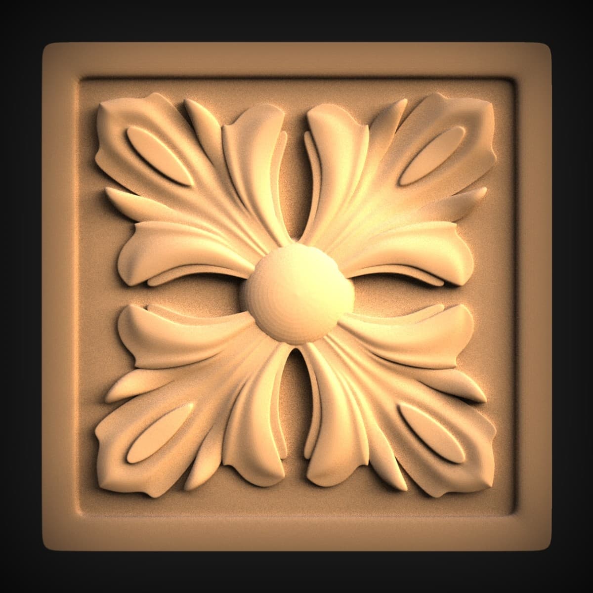 Square Four-Petal Rosette Panel