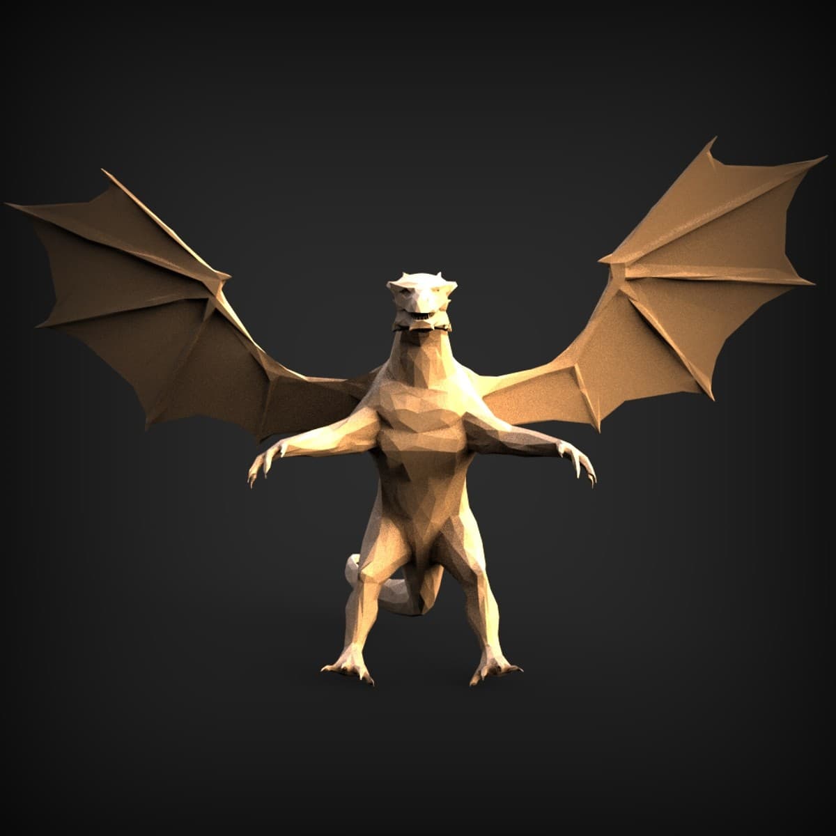 Low-Poly Standing Wyvern Dragon