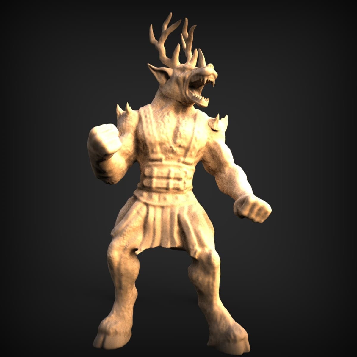 Antlered Beast-Warrior Brawler Miniature