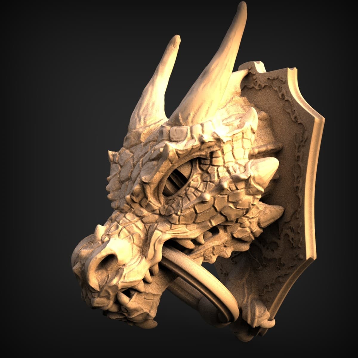 Dragon Head Shield Trophy Plaque