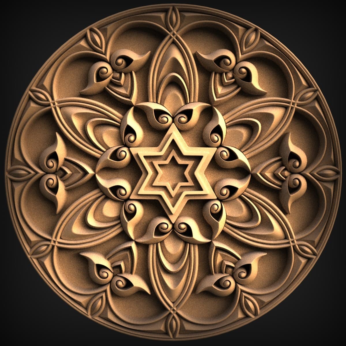 Hexagram Sacred-Geometry Round Medallion