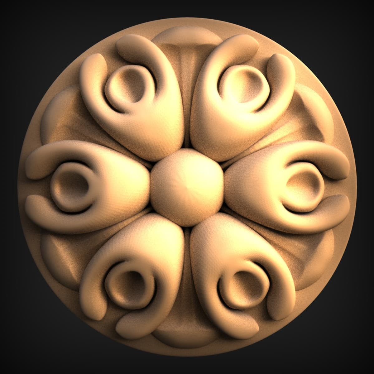 Scrolled Six-Petal Rosette Medallion