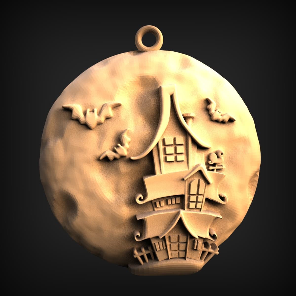 Haunted House Moon Ornament