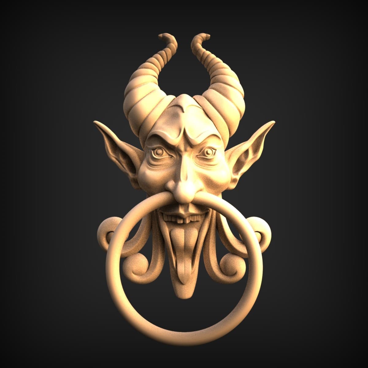 Horned Devil Ring Door Knocker