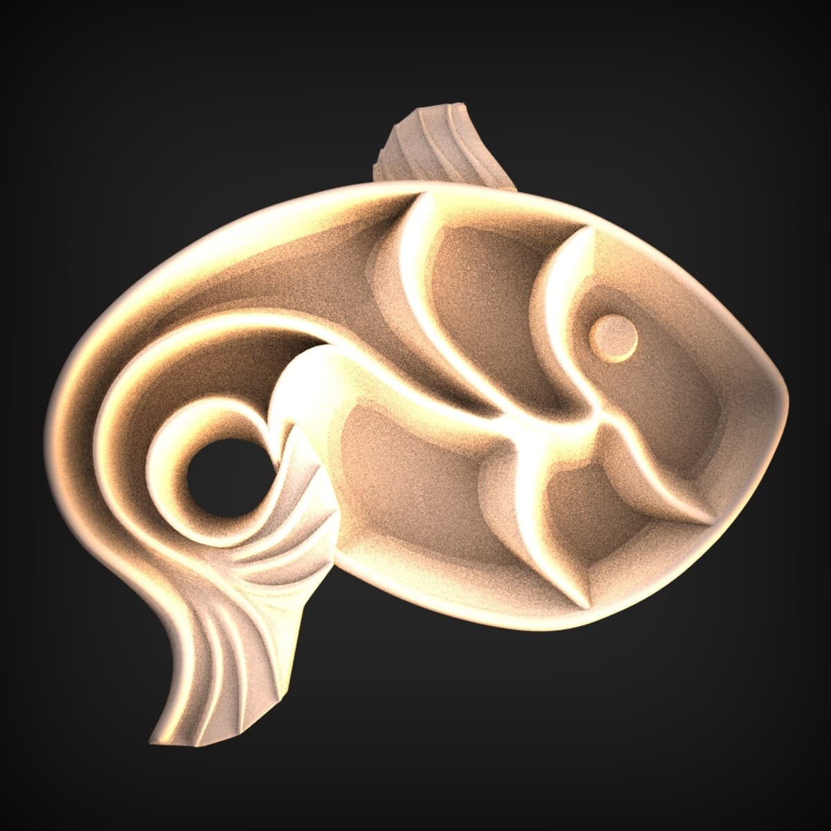 Curling Carp Fish Relief