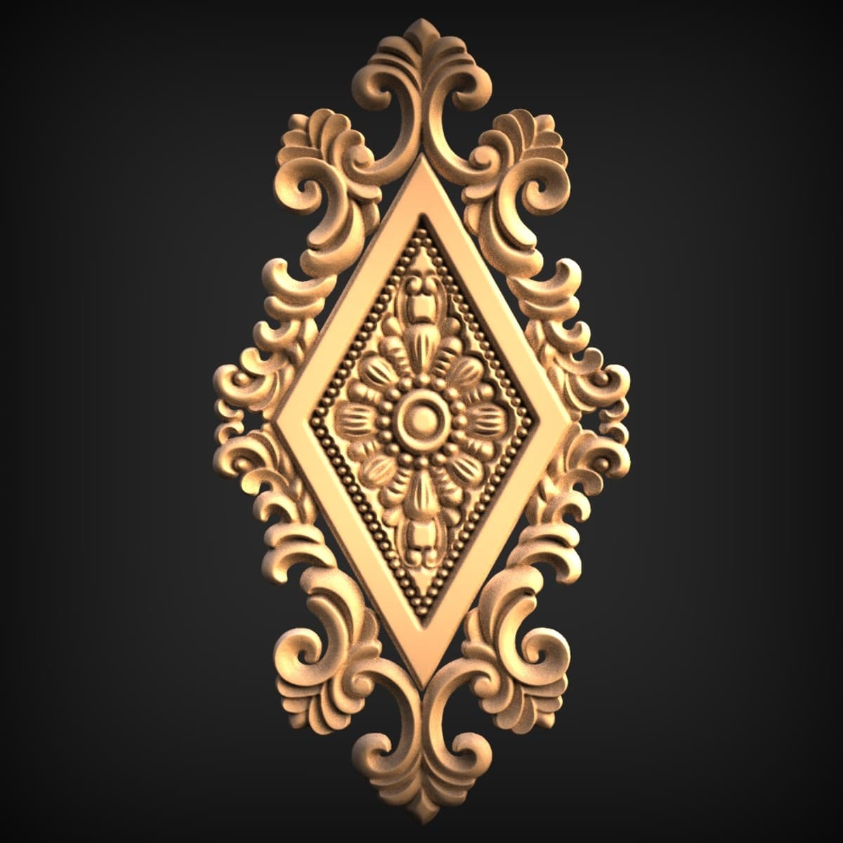 Diamond Rosette Scroll Applique