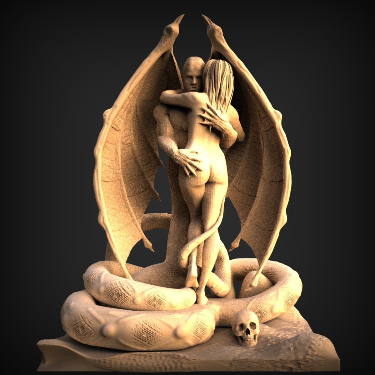 Winged Lovers Gothic Fantasy Statue